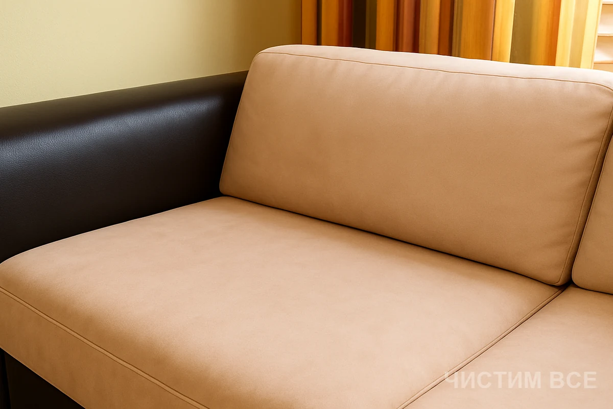 Sofa after cleaning light suede Видеоотзыв о химчистке дивана и кресел